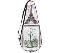 VAPOKF France Paris Building Stamp Racket Bag for Tennis, Tennis Bat Cover Racket Case Paddle Bag, Holds up to 2 Racquets