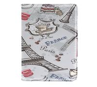 VAPOKF France Paris Coffee Cake Muffin Passport Holder Travel Wallet Leather Card Case Cover, 11.5x16.5cm