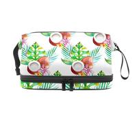VAPOKF Fresh Coconuts Pattern Cosmetic Bag for Women and Girls, Travel Toiletry Bag Makeup Handy Pouch Organizer Bag with Brush Compartment