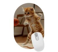 VAPOKF Funny Cat Mouse Pad for Desk - Gaming Mouse Pad with Non-Slip Base Stitched Edges, Oval Desk Mat for Keyboard and Mouse, 28×18 cm
