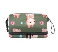 VAPOKF Funny Fat Pig Stand Up Cosmetic Bag for Women and Girls, Travel Toiletry Bag Makeup Handy Pouch Organizer Bag with Brush Compartment