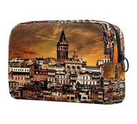 VAPOKF Galata Istanbul Tower Turkey Cosmetic Bag for Women, Travel Toiletries Bags Large Makeup Handy Pouch Organizer Bag with Zipper