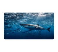 VAPOKF Giant Shark Small Fishes Kitchen Mat, Non Slip Washable Floor Rug, Absorbent Kitchen Mats Runner Rugs for Kitchen, Hallway, Laundry Room