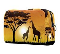 VAPOKF Giraffe at Savanah Sunset Silhouette Cosmetic Bag for Women, Travel Toiletries Bags Large Makeup Handy Pouch Organizer Bag with Zipper