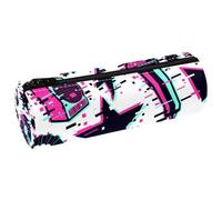 VAPOKF Glitch Audio Sound Equipment Pencil Cases, PU Leather Pen Bag Student Stationery Organiser Bag Makeup Pouch for Women Girls Boys Kids School Office Supplies