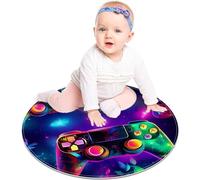 VAPOKF Glowing Gamepads Game Joysticks Small Area Rugs Bathroom Rugs, Non-Slip Throw Rug Floor Carpet Door Mat for Sofa Bedroom Nursery Decor, 60×60CM