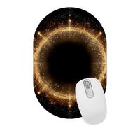 VAPOKF Golden Sparkle Ring Mouse Mat Office Oval Mousepad 28×18 cm, Non-Slip Rubber Base, Wear-Resistant, Washable, Smooth to Use, Scratch Free, Durable