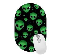 VAPOKF Green Alien Head Mouse Pad for Desk - Gaming Mouse Pad with Non-Slip Base Stitched Edges, Oval Desk Mat for Keyboard and Mouse, 28×18 cm