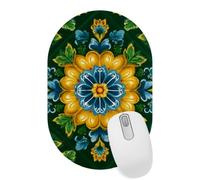 VAPOKF Green Flowers Mouse Pad | Desk Mat/Gaming Oval Mouse Pad | Improved Precision and Speed | Rubber Base for Stable Grip on Smooth Surfaces | 28×18 cm