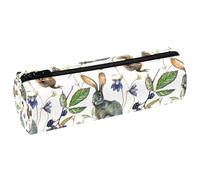 VAPOKF Grey Hare and Squirrel Pencil Cases, PU Leather Pen Bag Student Stationery Organiser Bag Makeup Pouch for Women Girls Boys Kids School Office Supplies