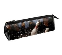 VAPOKF Grunge Bowling Ball Crashing The Pins Pen Bag Stationery Pouch Pencil Bag Cosmetic Pouch Bag Compact Zipper Bag