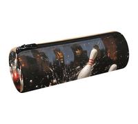 VAPOKF Grunge Bowling Ball Crashing The Pins Pen Pencil Case Coin Purse Cosmetic Makeup Bag for Student Stationery School Office Storage