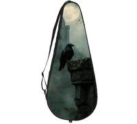 VAPOKF Halloween Abandoned Castle Crows Racket Bag for Tennis, Tennis Bat Cover Racket Case Paddle Bag, Holds up to 2 Racquets
