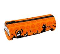 VAPOKF Halloween Cat Ghost Spider Pumpkin Pencil Cases, PU Leather Pen Bag Student Stationery Organiser Bag Makeup Pouch for Women Girls Boys Kids School Office Supplies