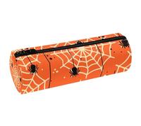 VAPOKF Halloween Spider and Spiderweb Pencil Cases, PU Leather Pen Bag Student Stationery Organiser Bag Makeup Pouch for Women Girls Boys Kids School Office Supplies