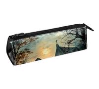 VAPOKF Halloween Tomb Pumpkin House Pen Bag Stationery Pouch Pencil Bag Cosmetic Pouch Bag Compact Zipper Bag