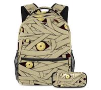 VAPOKF Halloween Zombie Monster Eyes School Bag Set for Teen Girls Boys Kids, Student Bookbag Backpack Rucksack with Pencil Case for Primary Secondary Junior High School