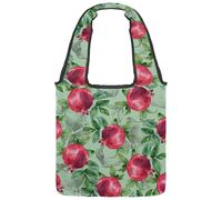 VAPOKF Hand Painted Pomegranate Green Leaf Canvas Tote Bags, Women's Shoulder Handbags, Large Reusable Carry Bag Shoulder Bag for School Work Office Travel Shopping Casual