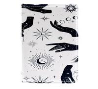 VAPOKF Hands Planets Constellations Sun and Moons Passport Holder Travel Wallet Leather Card Case Cover, 11.5x16.5cm