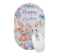 VAPOKF Happy Easter Mouse Mat Office Oval Mousepad 28×18 cm, Non-Slip Rubber Base, Wear-Resistant, Washable, Smooth to Use, Scratch Free, Durable