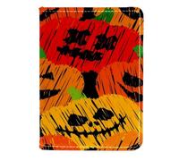 VAPOKF Happy Halloween Pumpkin Passport Holder Travel Wallet Leather Card Case Cover, 11.5x16.5cm
