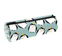 VAPOKF Happy Penguin Princes with Crowns Pencil Cases, PU Leather Pen Bag Student Stationery Organiser Bag Makeup Pouch for Women Girls Boys Kids School Office Supplies