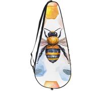 VAPOKF Honey Bees on Colorful Comb Racket Bag for Tennis, Tennis Bat Cover Racket Case Paddle Bag, Holds up to 2 Racquets