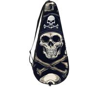 VAPOKF Human Skull Pirate Hat Bone Racket Bag for Tennis, Tennis Bat Cover Racket Case Paddle Bag, Holds up to 2 Racquets