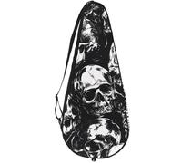 VAPOKF Human Skulls Racket Bag for Tennis, Tennis Bat Cover Racket Case Paddle Bag, Holds up to 2 Racquets