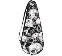 VAPOKF Human Skulls Racket Bag for Tennis, Tennis Bat Cover Racket Case Paddle Bag, Holds up to 2 Racquets
