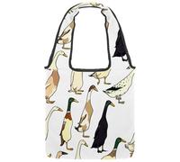 VAPOKF Indian Runner Ducks Farm Animal Canvas Tote Bags, Women's Shoulder Handbags, Large Reusable Carry Bag Shoulder Bag for School Work Office Travel Shopping Casual