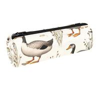 VAPOKF Indian Runner Ducks Grass Pen Pencil Case Coin Purse Cosmetic Makeup Bag for Student Stationery School Office Storage