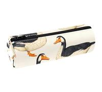 VAPOKF Indian Runner Ducks Print Pencil Cases, PU Leather Pen Bag Student Stationery Organiser Bag Makeup Pouch for Women Girls Boys Kids School Office Supplies