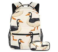 VAPOKF Indian Runner Ducks School Bag Set for Teen Girls Boys Kids, Student Bookbag Backpack Rucksack with Pencil Case for Primary Secondary Junior High School