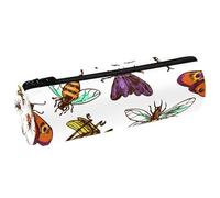 VAPOKF Insect Butterfly Dragonfly Ladybug Bee Snails Print Pencil Cases, PU Leather Pen Bag Student Stationery Organiser Bag Makeup Pouch for Women Girls Boys Kids School Office Supplies