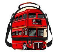 VAPOKF Insulated Lunch Bag for Women Men, Leakproof Double Deck Lunch Box Picnic Cooler Tote Bag for Work School,London Red Double Decker Bus