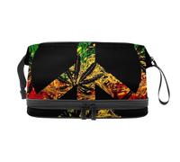 VAPOKF Jamaica Pacifist Sign Weed Leaves Cosmetic Bag for Women and Girls, Travel Toiletry Bag Makeup Handy Pouch Organizer Bag with Brush Compartment
