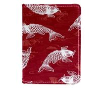 VAPOKF Japanese Carp Fish Passport Holder Travel Wallet Leather Card Case Cover, 11.5x16.5cm