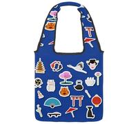 VAPOKF Japanese Culture Pattern Canvas Tote Bags, Women's Shoulder Handbags, Large Reusable Carry Bag Shoulder Bag for School Work Office Travel Shopping Casual
