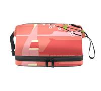 VAPOKF Japanese Girl Plum Blossom Cosmetic Bag for Women and Girls, Travel Toiletry Bag Makeup Handy Pouch Organizer Bag with Brush Compartment