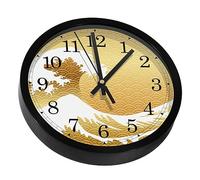 VAPOKF Japanese Vintage Style Great Golden Waves Non-Ticking Wall Clocks, Battery Operated Silent Wall Clock for Bedroom Living Kitchen Office Home Art Decor