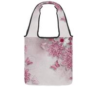 VAPOKF Jewels Flower and Butterfly Canvas Tote Bags, Women's Shoulder Handbags, Large Reusable Carry Bag Shoulder Bag for School Work Office Travel Shopping Casual