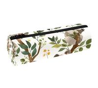 VAPOKF Koalas in The Tree PU Leather Barrel Pen Pencil Case Coin Purse Cosmetic Makeup Bag for Student Stationery School Office Storage