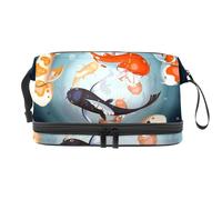 VAPOKF Koi Fish Tai Chi Cosmetic Bag for Women and Girls, Travel Toiletry Bag Makeup Handy Pouch Organizer Bag with Brush Compartment