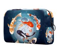 VAPOKF Koi Fish Tai Chi Cosmetic Bag for Women, Travel Toiletries Bags Large Makeup Handy Pouch Organizer Bag with Zipper