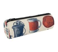 VAPOKF Lighthouse Vintage Wheel Anchor Pen Pencil Case Coin Purse Cosmetic Makeup Bag for Student Stationery School Office Storage