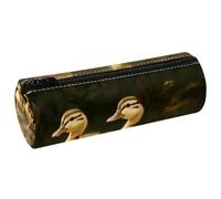VAPOKF Little Ducklings Print Pencil Cases, PU Leather Pen Bag Student Stationery Organiser Bag Makeup Pouch for Women Girls Boys Kids School Office Supplies