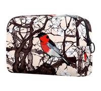 VAPOKF Little Red Bird in a Cherry Blossom Cosmetic Bag for Women, Travel Toiletries Bags Large Makeup Handy Pouch Organizer Bag with Zipper