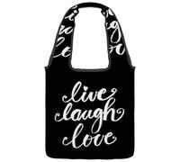 VAPOKF Live Laugh Love Canvas Tote Bags, Women's Shoulder Handbags, Large Reusable Carry Bag Shoulder Bag for School Work Office Travel Shopping Casual