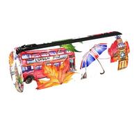 VAPOKF London Red Bus Maple Leaves Canvas Pen Pencil Case Coin Purse Cosmetic Makeup Bag for Student Stationery School Office Storage